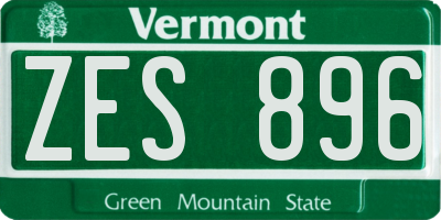 VT license plate ZES896