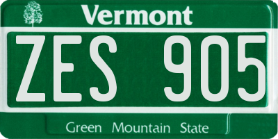 VT license plate ZES905