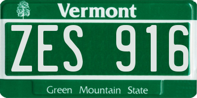 VT license plate ZES916