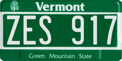 VT license plate ZES917