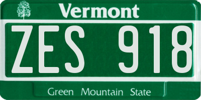 VT license plate ZES918