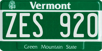 VT license plate ZES920