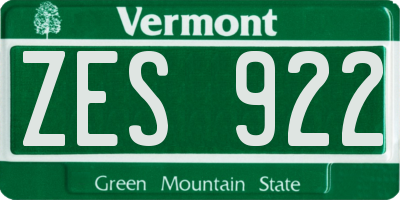 VT license plate ZES922
