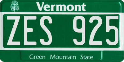 VT license plate ZES925