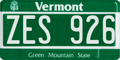 VT license plate ZES926