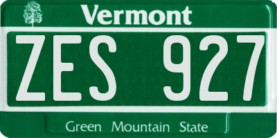 VT license plate ZES927