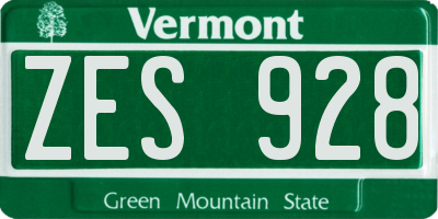 VT license plate ZES928