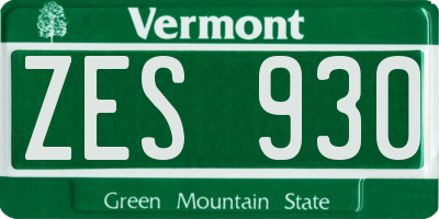 VT license plate ZES930