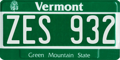 VT license plate ZES932