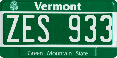 VT license plate ZES933