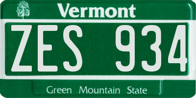 VT license plate ZES934
