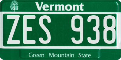 VT license plate ZES938