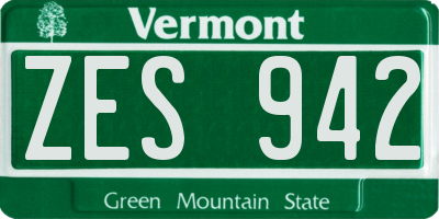VT license plate ZES942