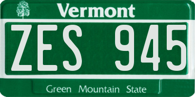 VT license plate ZES945
