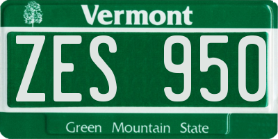 VT license plate ZES950