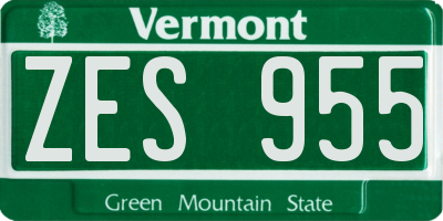 VT license plate ZES955
