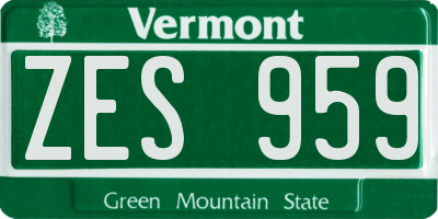 VT license plate ZES959