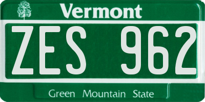 VT license plate ZES962