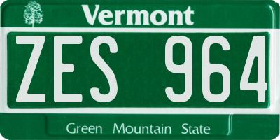 VT license plate ZES964