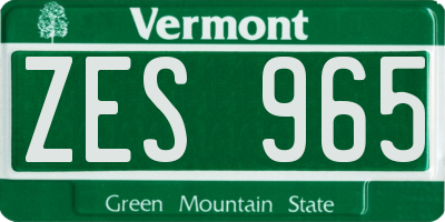 VT license plate ZES965