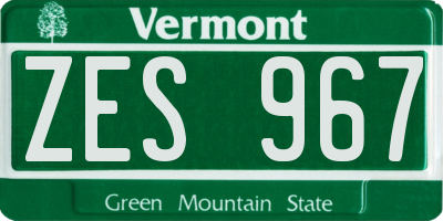 VT license plate ZES967