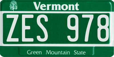 VT license plate ZES978