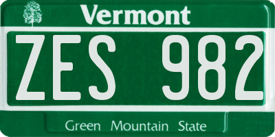 VT license plate ZES982