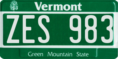 VT license plate ZES983