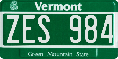 VT license plate ZES984