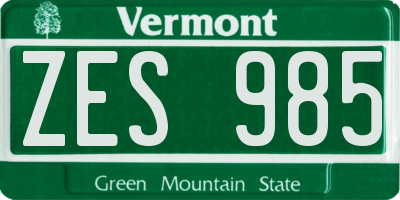 VT license plate ZES985