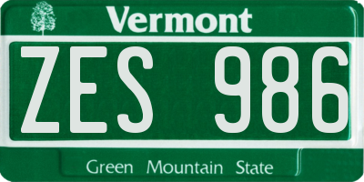 VT license plate ZES986