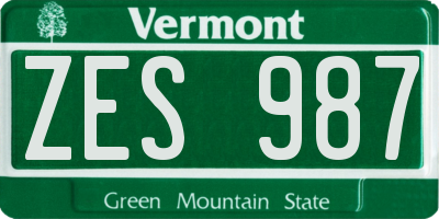 VT license plate ZES987