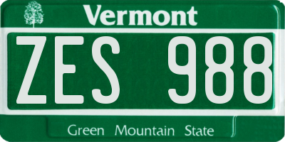 VT license plate ZES988