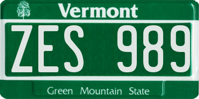 VT license plate ZES989