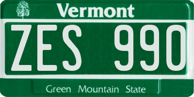 VT license plate ZES990