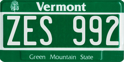 VT license plate ZES992
