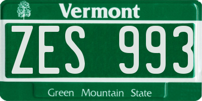 VT license plate ZES993