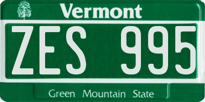 VT license plate ZES995