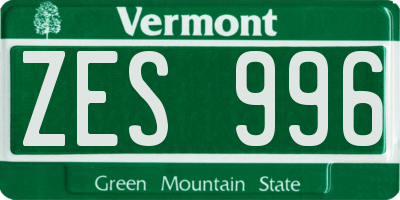 VT license plate ZES996