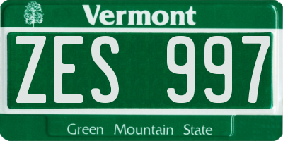 VT license plate ZES997