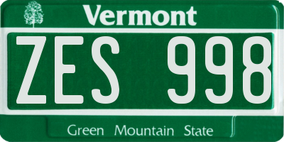 VT license plate ZES998