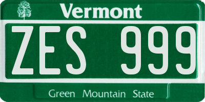 VT license plate ZES999