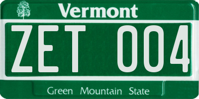 VT license plate ZET004
