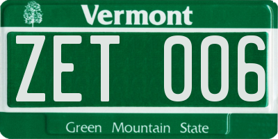 VT license plate ZET006