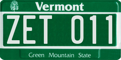 VT license plate ZET011