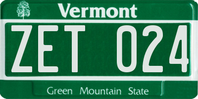 VT license plate ZET024