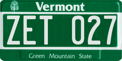 VT license plate ZET027
