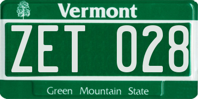 VT license plate ZET028