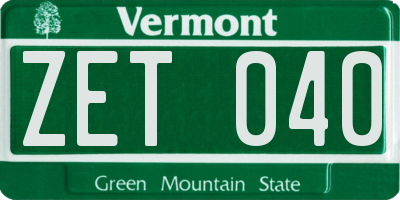 VT license plate ZET040