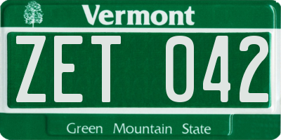 VT license plate ZET042
